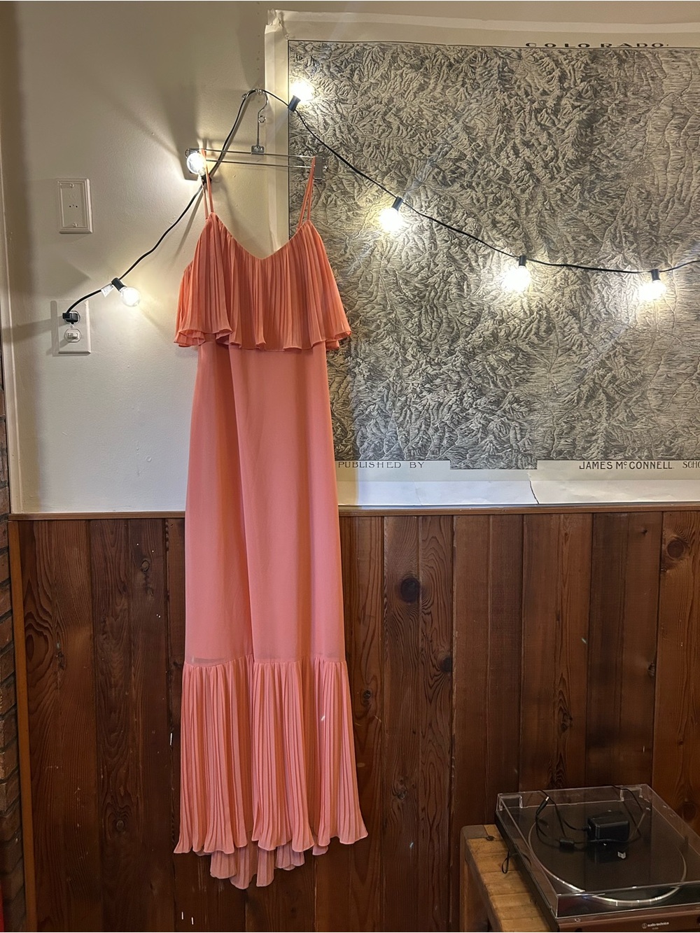 Pleated pink maxi dress